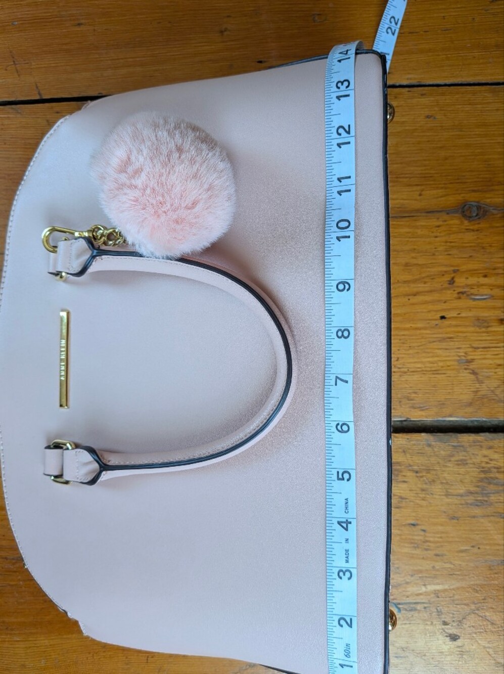 Anne Klein Dome Satchel Handbag Purse Top Handle Bag Pink Footed Stud W/ Pompom - Picture 14 of 16
